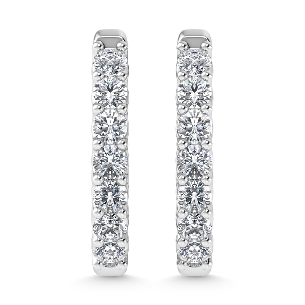 10K White Gold 1 Ct.Tw. Lab Grown Diamond In and Our Hoop Earrings