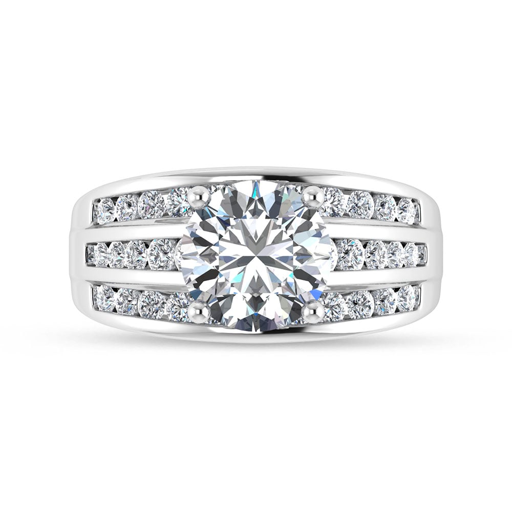 10K White Gold 3 Ct.Tw. Round Center Lab Grown Diamond Engagement Ring (IGI Certified Center 2ct)