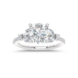 14K White Gold Lab Grown Diamond 2 1/2 Ct.Tw. Floral Shank Engagement Ring