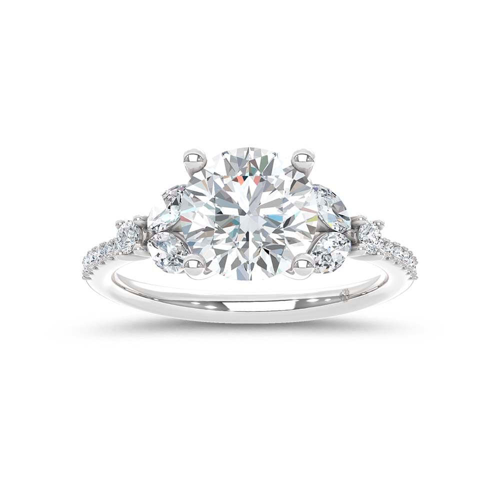 14K White Gold Lab Grown Diamond 2 1/2 Ct.Tw. Floral Shank Engagement Ring