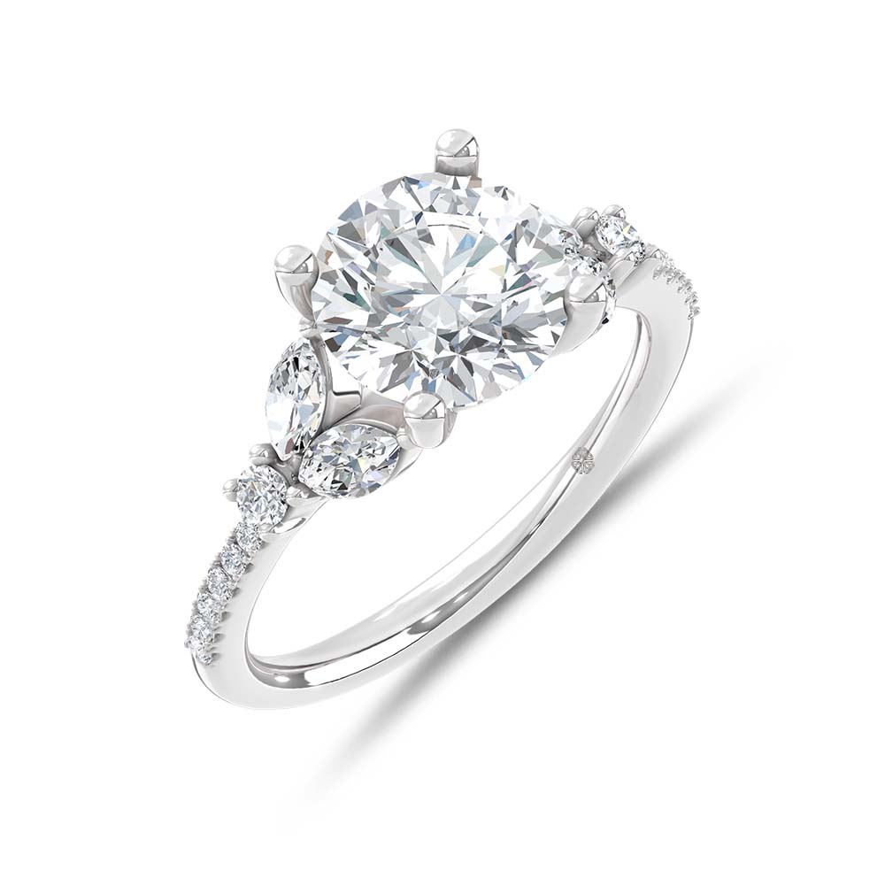 14K White Gold Lab Grown Diamond 2 1/2 Ct.Tw. Floral Shank Engagement Ring