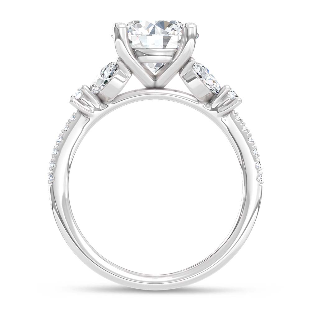 14K White Gold Lab Grown Diamond 2 1/2 Ct.Tw. Floral Shank Engagement Ring