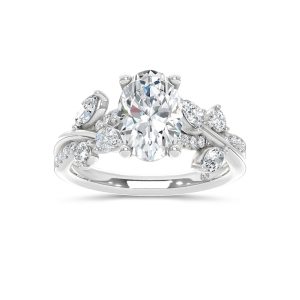 14K White Gold Lab Grown Diamond 2 1/2 Ct.Tw. Floral Shank Engagement Ring (Center 2ct)