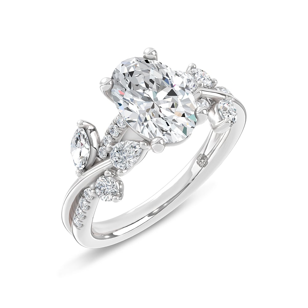 14K White Gold Lab Grown Diamond 2 1/2 Ct.Tw. Floral Shank Engagement Ring (Center 2ct)