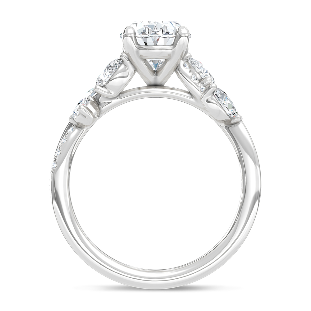 14K White Gold Lab Grown Diamond 2 1/2 Ct.Tw. Floral Shank Engagement Ring (Center 2ct)