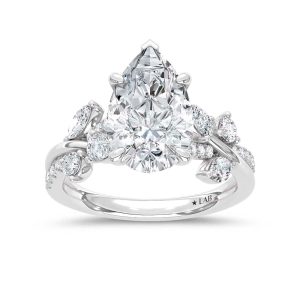 14K White Gold Lab Grown Diamond 2 5/8 Ct.T. Pear Shape Enagagement Ring (IGI Certified Center 2ct Pear)