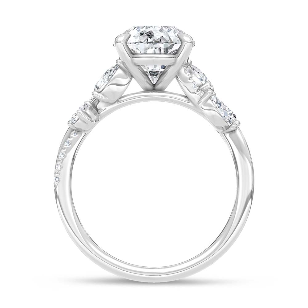 14K White Gold Lab Grown Diamond 2 5/8 Ct.T. Pear Shape Enagagement Ring (IGI Certified Center 2ct Pear)