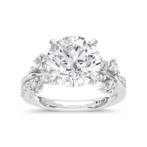 14K White Gold Lab Grown Diamond 4 5/8 Ct.Tw. Round Shape Engagement Ring (Center 4 CT)