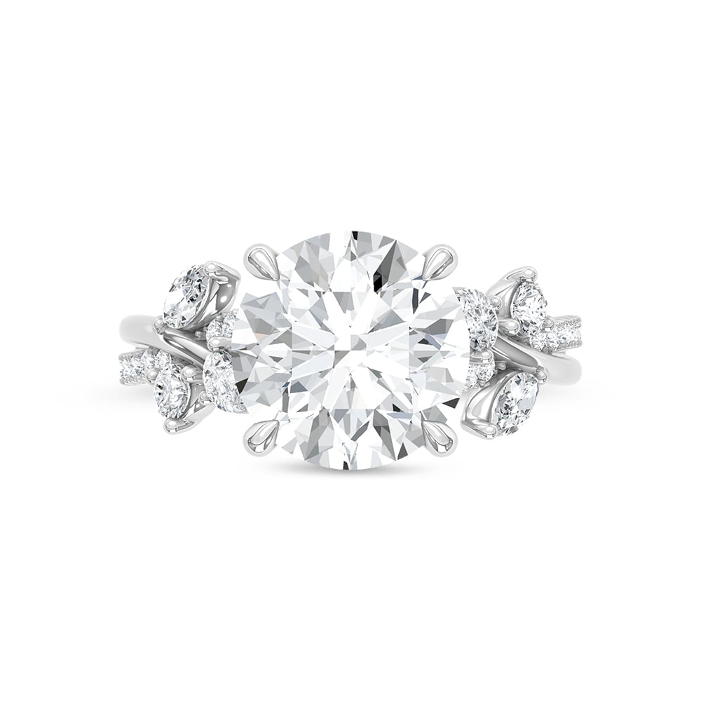 14K White Gold Lab Grown Diamond 4 5/8 Ct.Tw. Round Shape Engagement Ring (Center 4 CT)