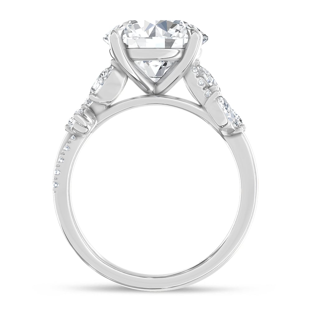 14K White Gold Lab Grown Diamond 4 5/8 Ct.Tw. Round Shape Engagement Ring (Center 4 CT)