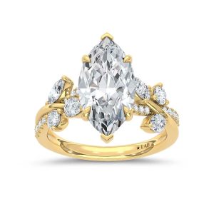 14K Yellow Gold Lab Grown Diamond 2 5/8 Ct.T. Marquise Shape Enagagement Ring (IGI Certified Center 2ct Marquise)