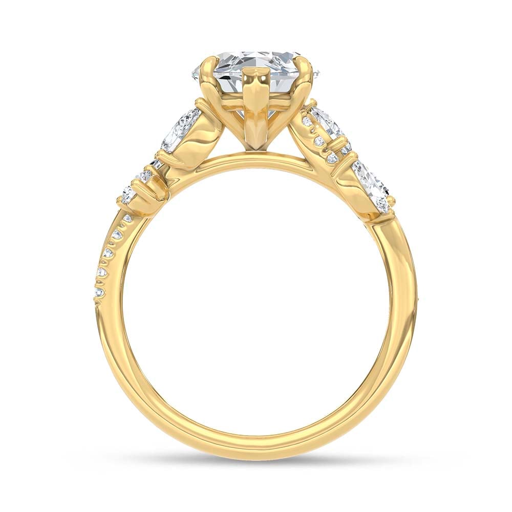 14K Yellow Gold Lab Grown Diamond 2 5/8 Ct.T. Marquise Shape Enagagement Ring (IGI Certified Center 2ct Marquise)
