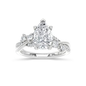 14K White Gold Lab Grown Diamond 2 3/8 Ct.Tw. Floral Shank Engagement Ring (Center 2ct)