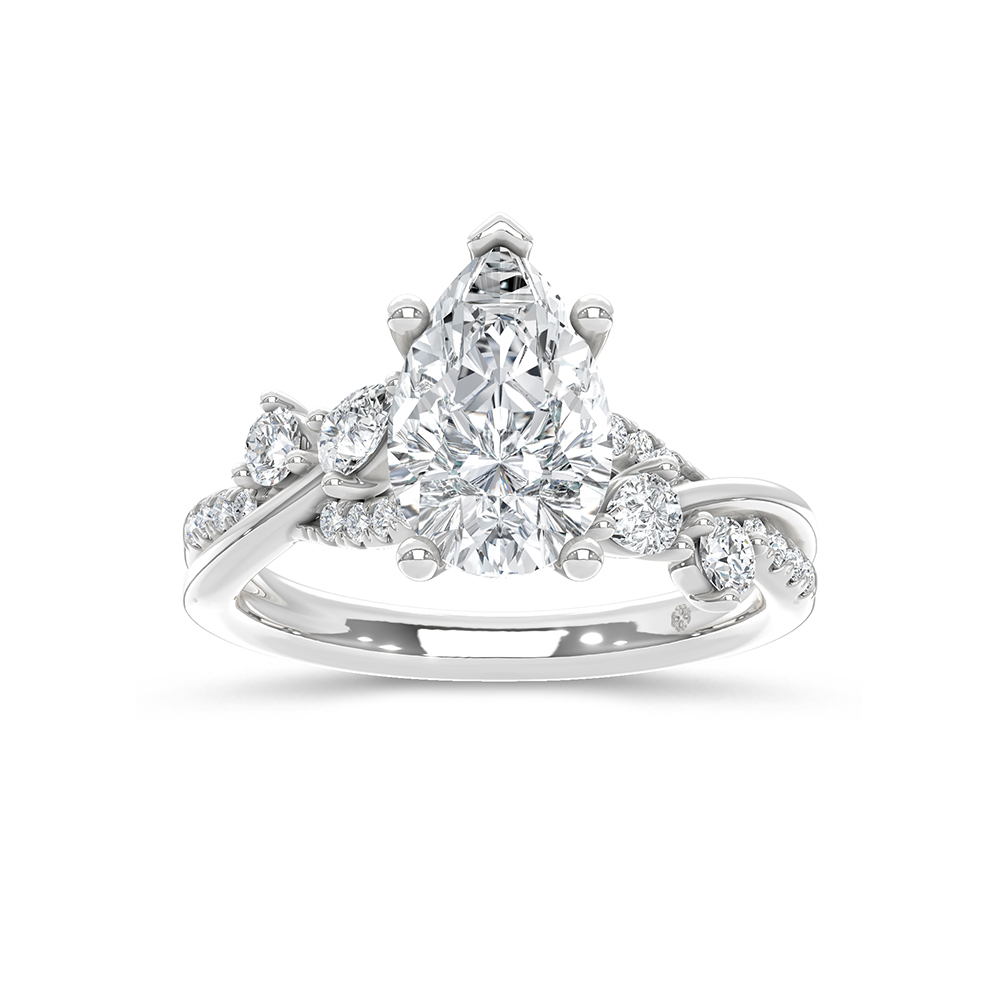 14K White Gold Lab Grown Diamond 2 3/8 Ct.Tw. Floral Shank Engagement Ring (Center 2ct)