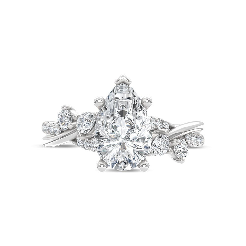 14K White Gold Lab Grown Diamond 2 3/8 Ct.Tw. Floral Shank Engagement Ring (Center 2ct)