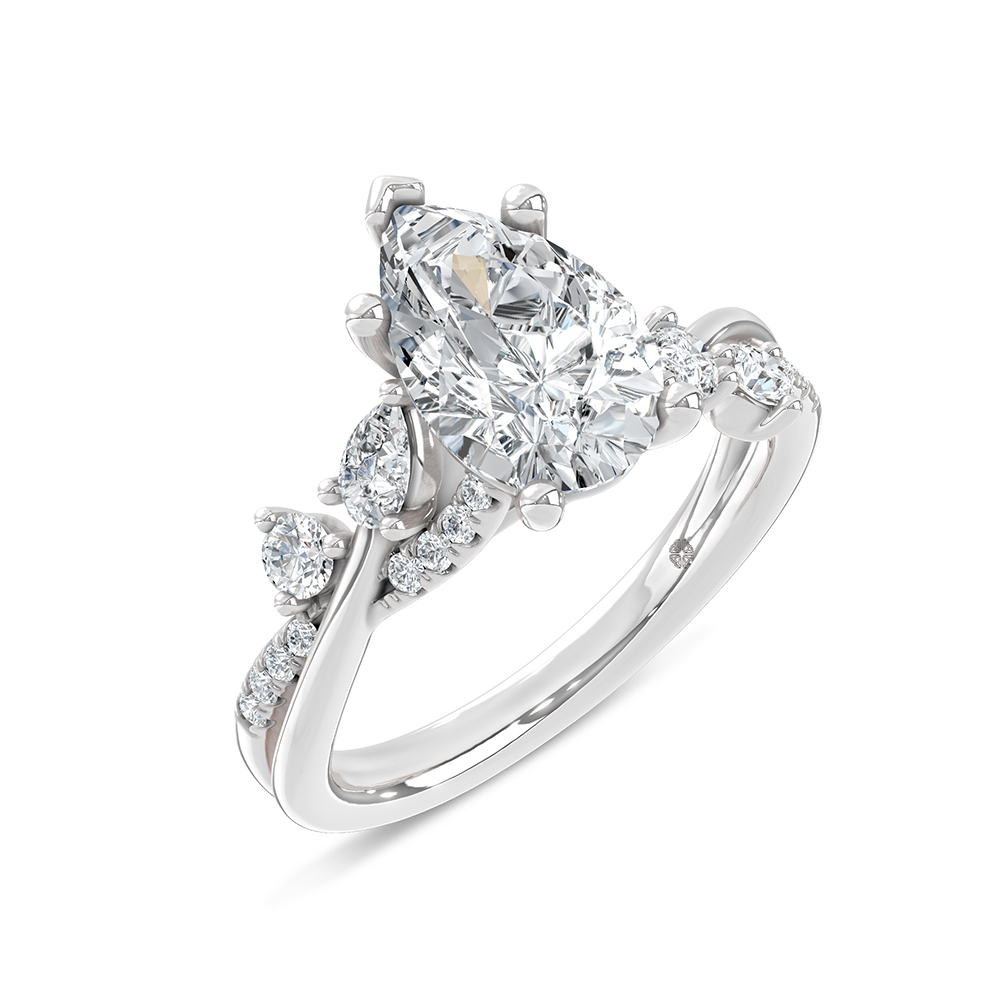 14K White Gold Lab Grown Diamond 2 3/8 Ct.Tw. Floral Shank Engagement Ring (Center 2ct)