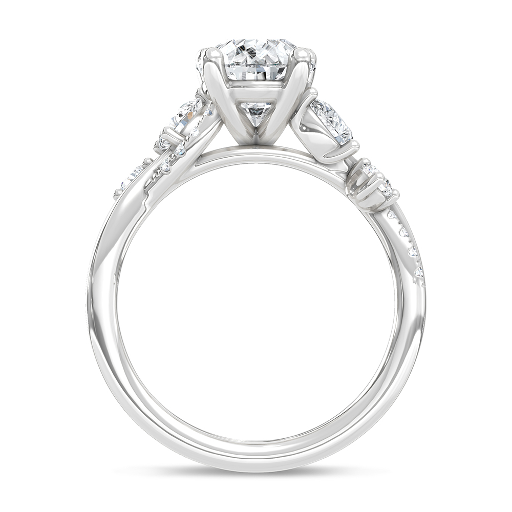 14K White Gold Lab Grown Diamond 2 3/8 Ct.Tw. Floral Shank Engagement Ring (Center 2ct)