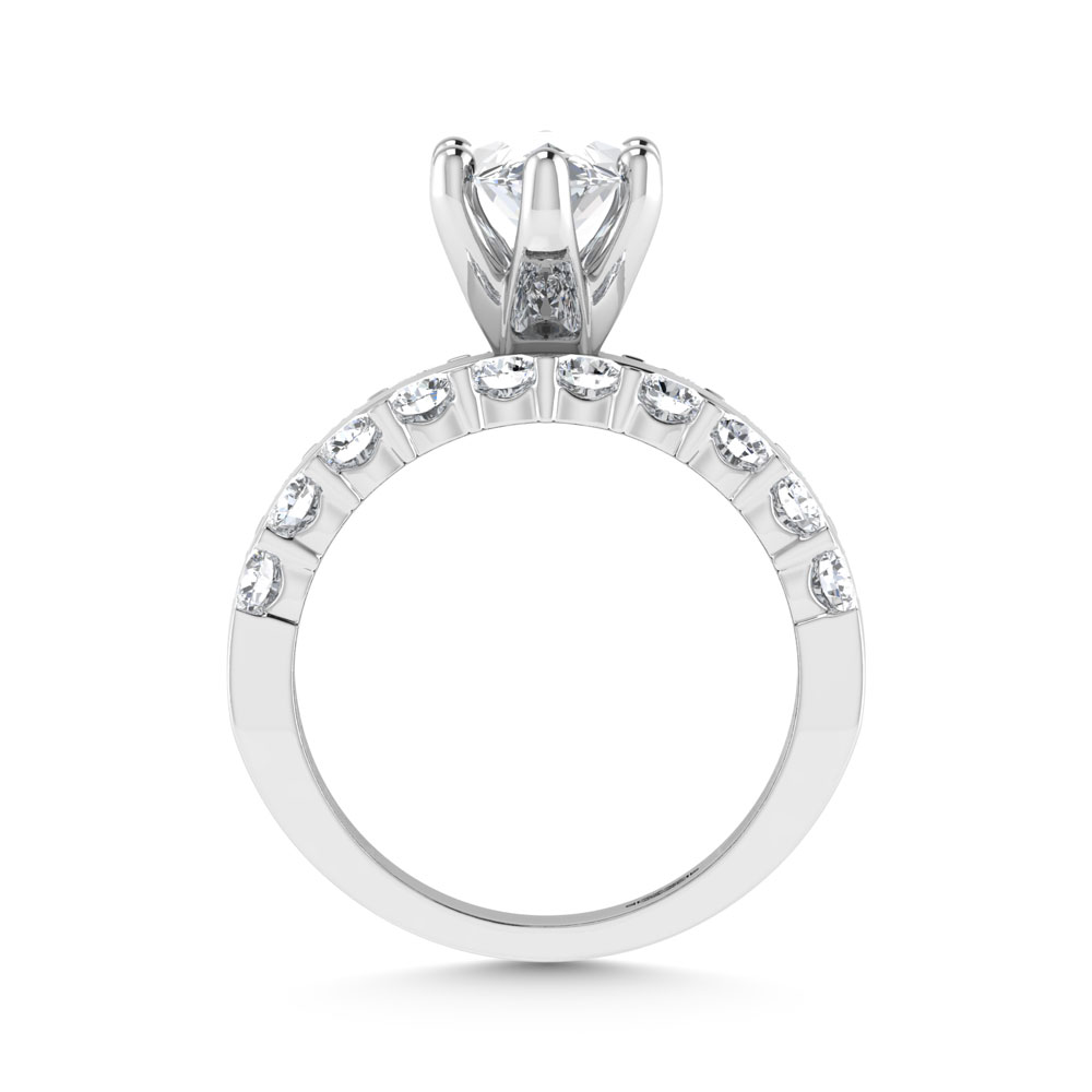 14K White Gold 3 1/2 Ct.Tw. Lab Grown Diamond Marquise Shape Engagement Ring (IGI Certified Center 2ct)
