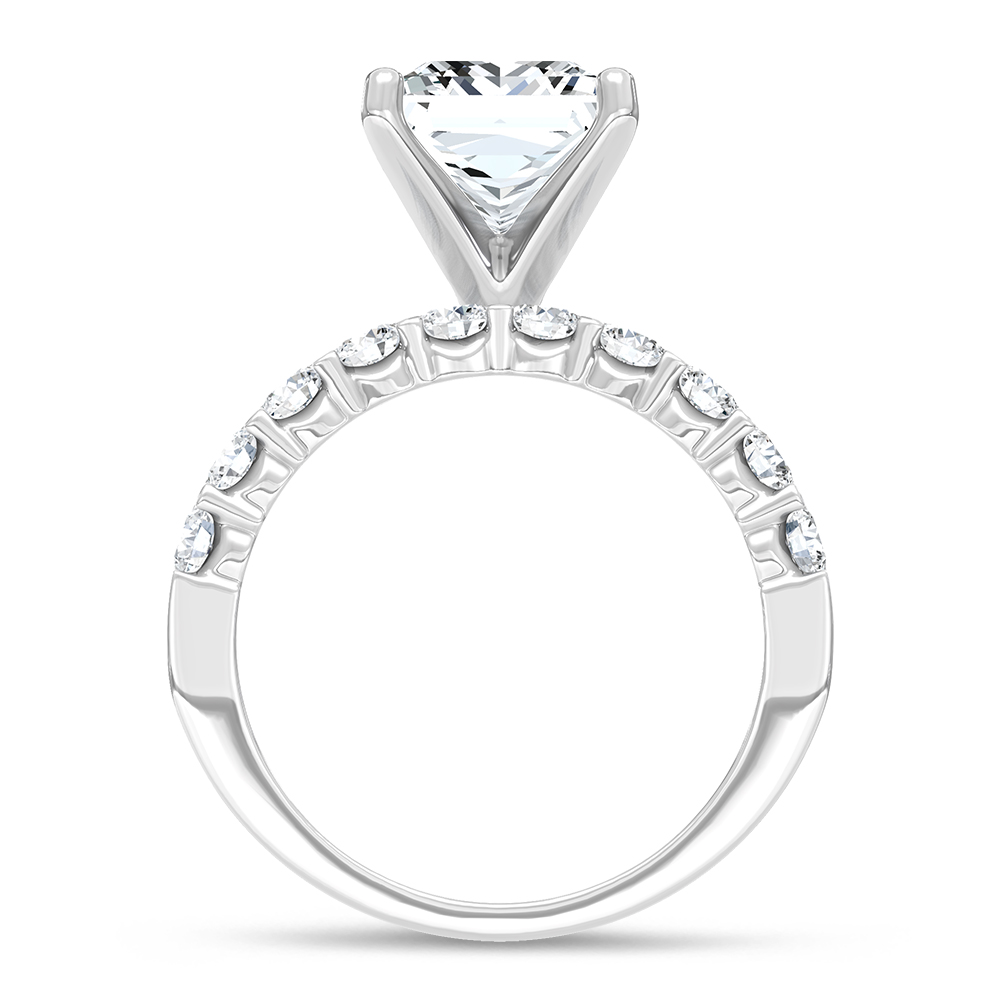 14K White Gold 3 1/2 Ct.Tw. Lab Grown Diamond Princess Shape Engagement Ring (IGI Certified Center 2ct)