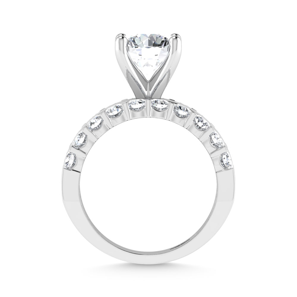 14K White Gold 3 1/2 Ct.Tw. Lab Grown Diamond Round Shape Engagement Ring (IGI Certified Center 2ct)