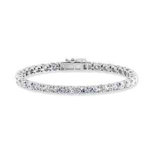 14K White Gold 8 Ct.Tw. Oval Horizontal Shape Lab Grown Diamond Tennis Bracelet