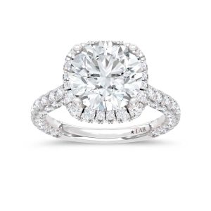 14K White Gold Lab Grown Diamond 6 1/20 Ct.Tw. Engagement Ring (IGI Certified Center 4ct)