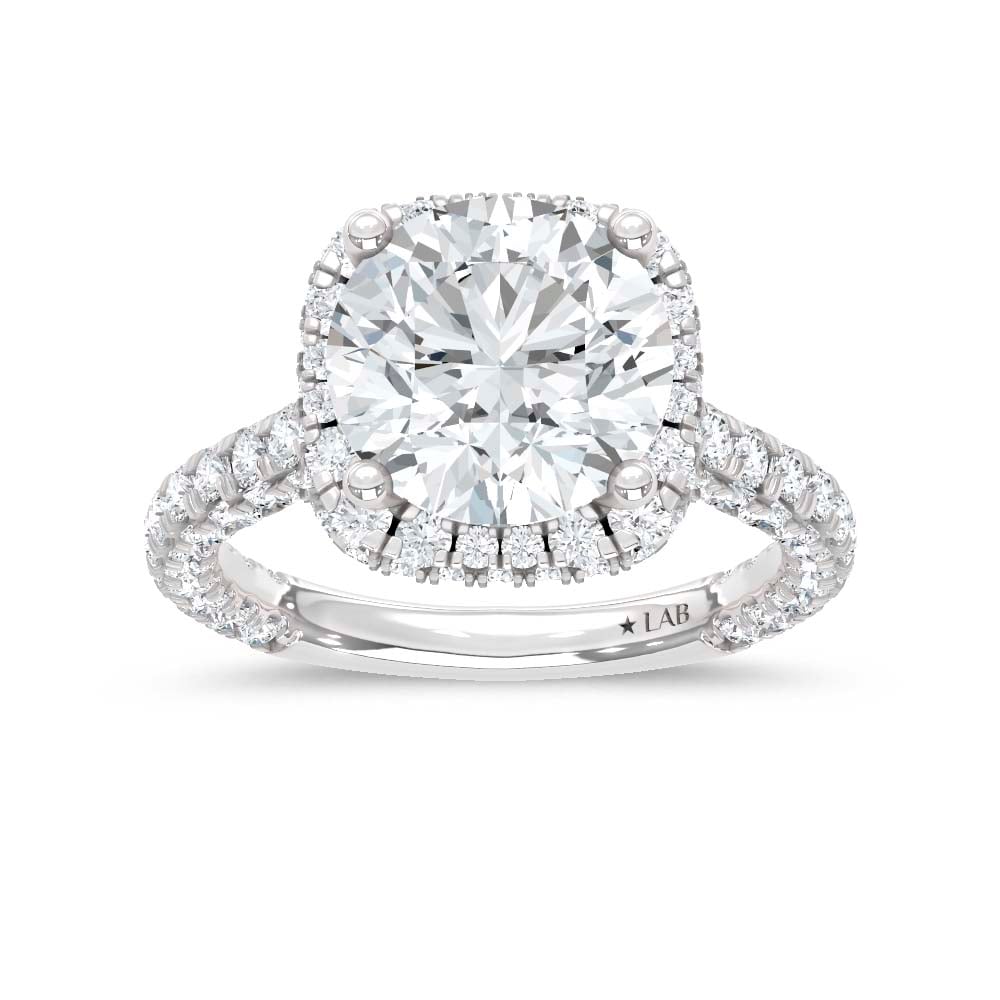 14K White Gold Lab Grown Diamond 6 1/20 Ct.Tw. Engagement Ring (IGI Certified Center 4ct)