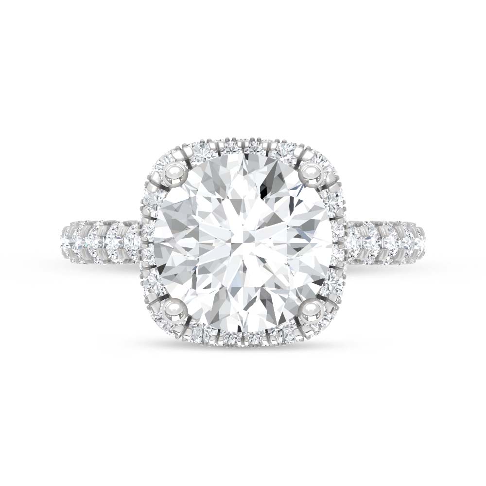 14K White Gold Lab Grown Diamond 6 1/20 Ct.Tw. Engagement Ring (IGI Certified Center 4ct)