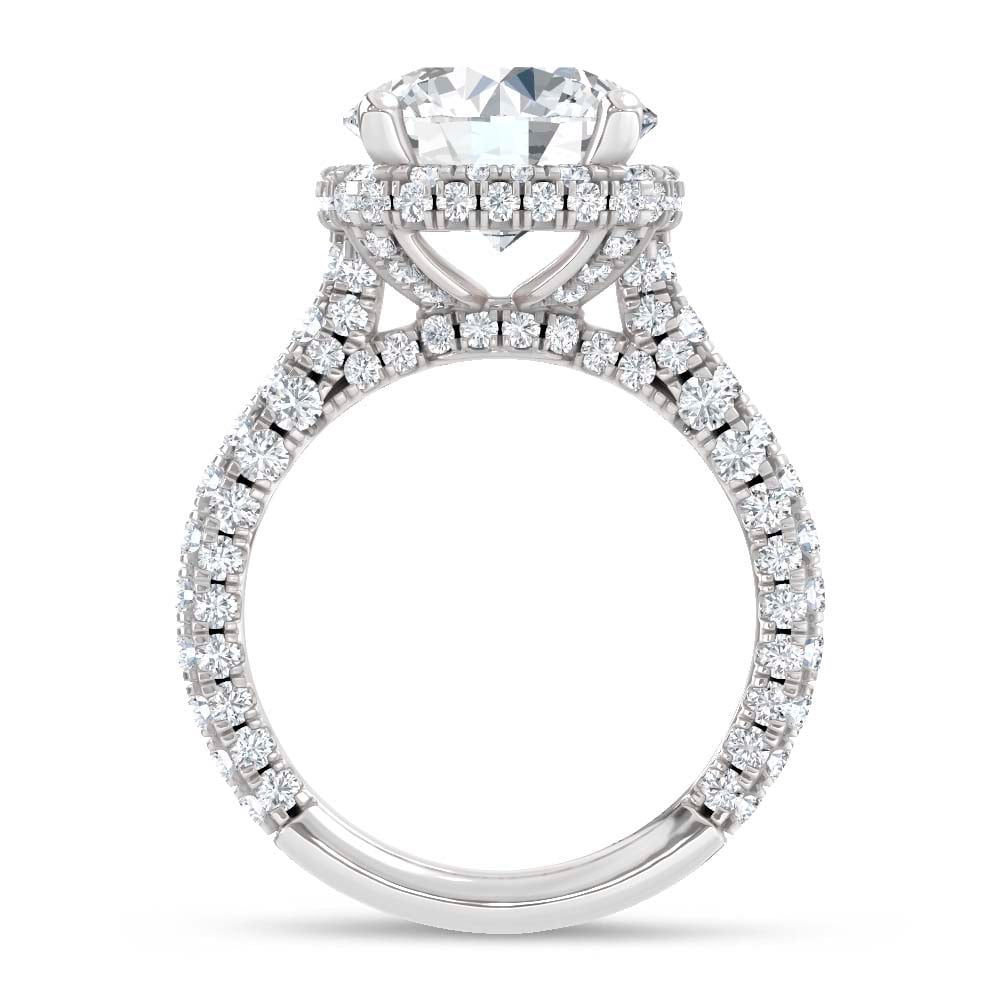 14K White Gold Lab Grown Diamond 6 1/20 Ct.Tw. Engagement Ring (IGI Certified Center 4ct)