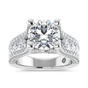 14K White Gold 5 Ct.Tw. Lab Grown Diamond Engagement Ring (IGI Certified Center 3ct)