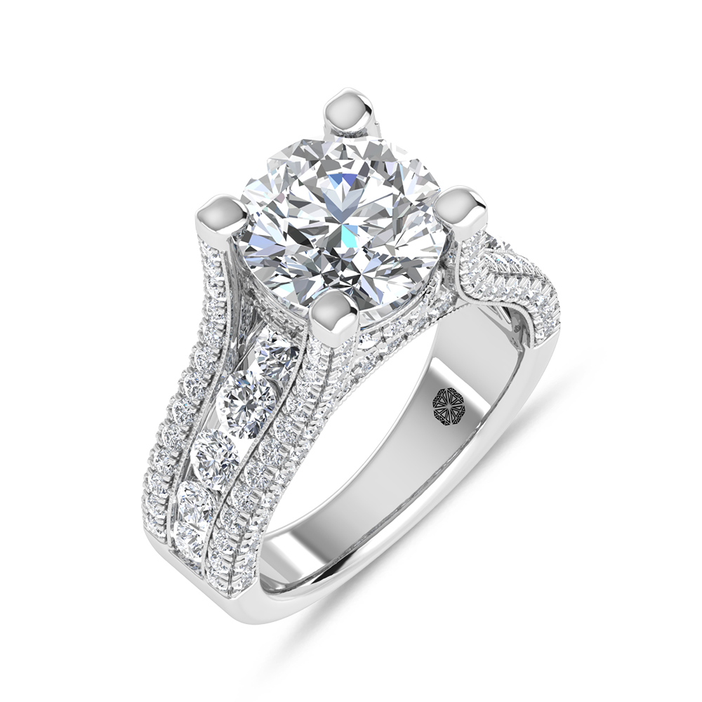 14K White Gold 5 Ct.Tw. Lab Grown Diamond Engagement Ring (IGI Certified Center 3ct)