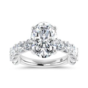 14K White Gold 7 3/4 Ct.Tw. Lab Grown Diamond Engagement Ring (IGI Certified Center 5ct)