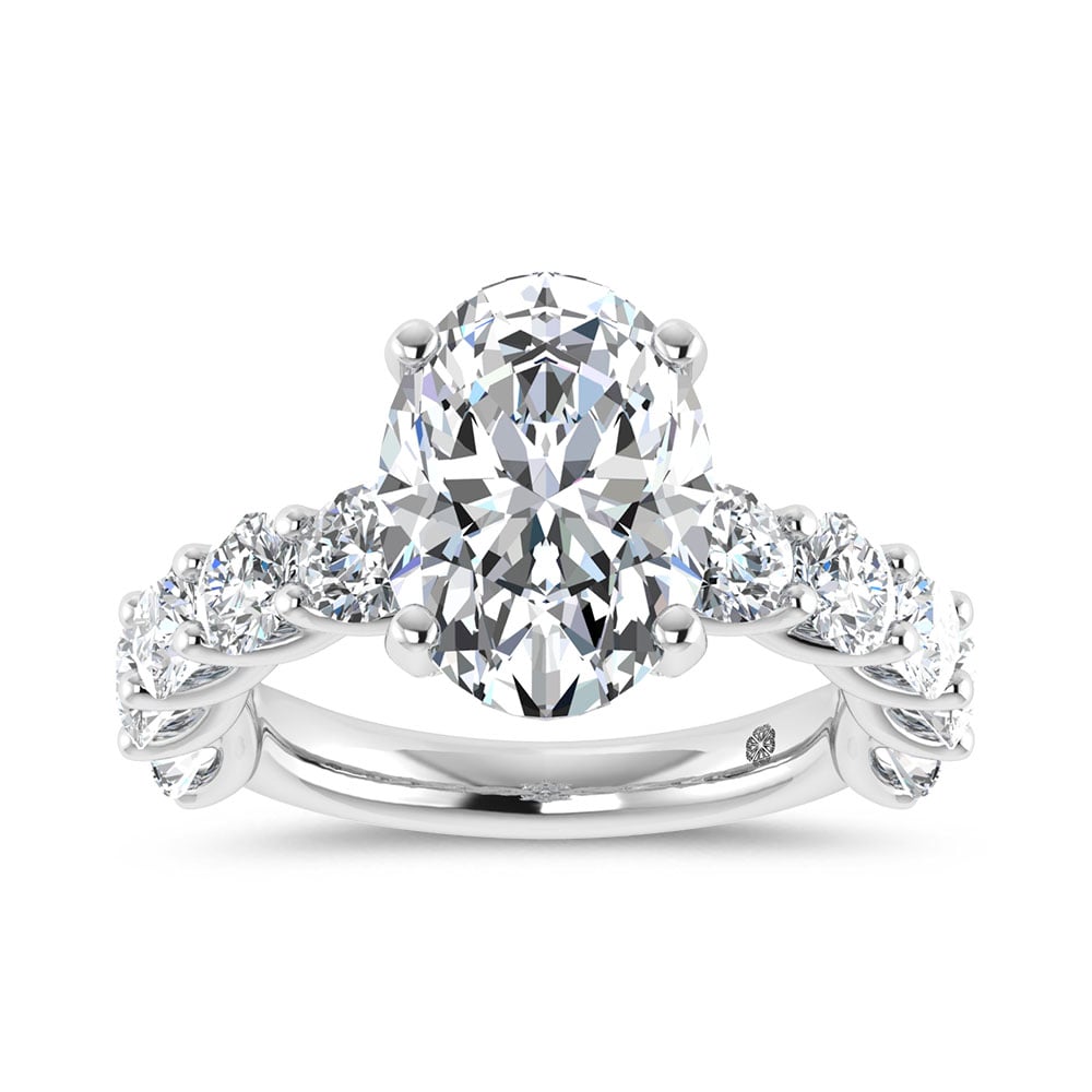 14K White Gold 7 3/4 Ct.Tw. Lab Grown Diamond Engagement Ring (IGI Certified Center 5ct)