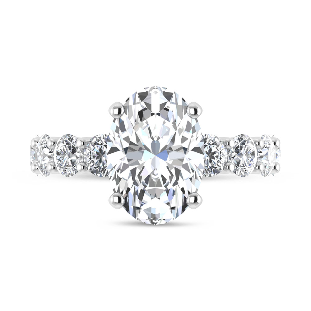 14K White Gold 7 3/4 Ct.Tw. Lab Grown Diamond Engagement Ring (IGI Certified Center 5ct)