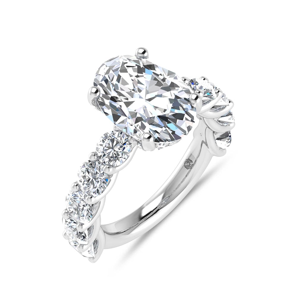 14K White Gold 7 3/4 Ct.Tw. Lab Grown Diamond Engagement Ring (IGI Certified Center 5ct)
