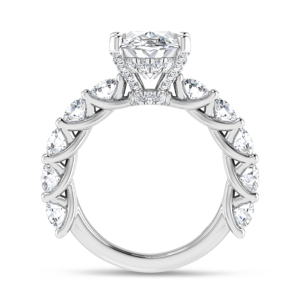 14K White Gold 7 3/4 Ct.Tw. Lab Grown Diamond Engagement Ring (IGI Certified Center 5ct)