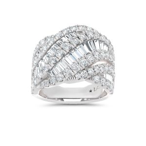 14K White Gold Lab Grown Diamond 3 1/3 Ct.Tw. Round and Tapper Fashion Ring