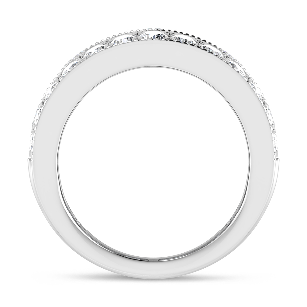 14K White Gold 3 Ct.Tw. Lab Grown Diamond Round and Baguette Fashion Band