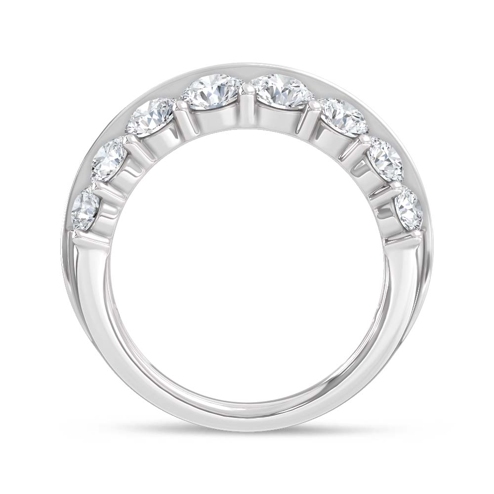 14K White Gold Lab Grown Diamond 4 Ct.Tw. Round amd Baguette Fashion Ring
