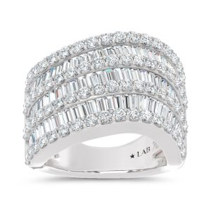 14K White Gold Lab Grown Diamond 2 1/2 Ct.Tw. Round and Tapper Fashion Ring