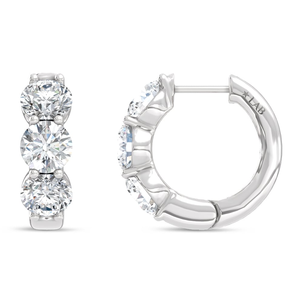 14K White Gold Lab Grown Diamond 2 Ct.Tw. Hoop Earrings