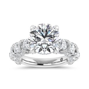 14K Yellow Gold Lab Grown Diamond Round Shape 7 Ct.Tw. Engagement Ring (Center 5 ct)