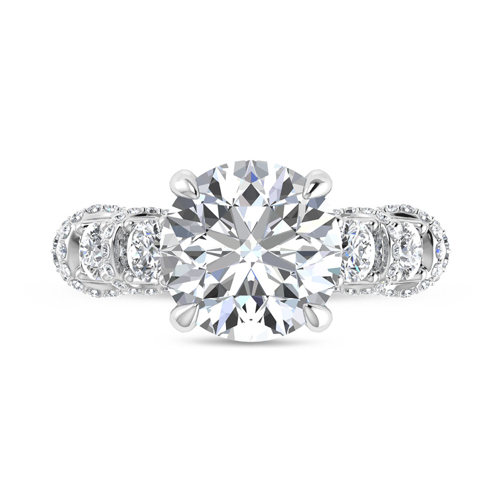 14K Yellow Gold Lab Grown Diamond Round Shape 7 Ct.Tw. Engagement Ring (Center 5 ct)