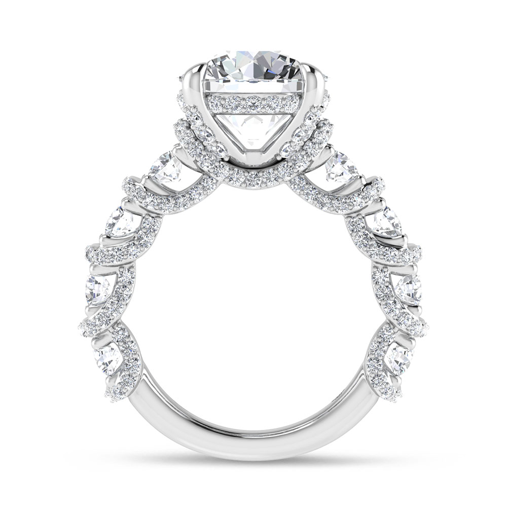 14K Yellow Gold Lab Grown Diamond Round Shape 7 Ct.Tw. Engagement Ring (Center 5 ct)