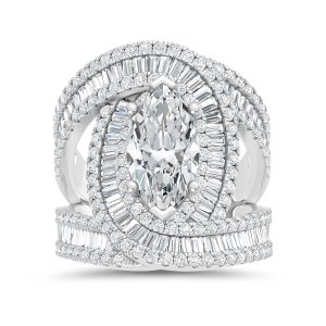 14K White Gold Lab Grown Diamond 4 Ct.Tw. Engagement Ring (IGI Certified Center 2ct)