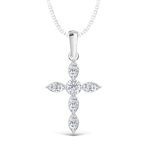 10K White Gold Lab Grown Diamond 1/2 Ct.Tw. Cross Pendant