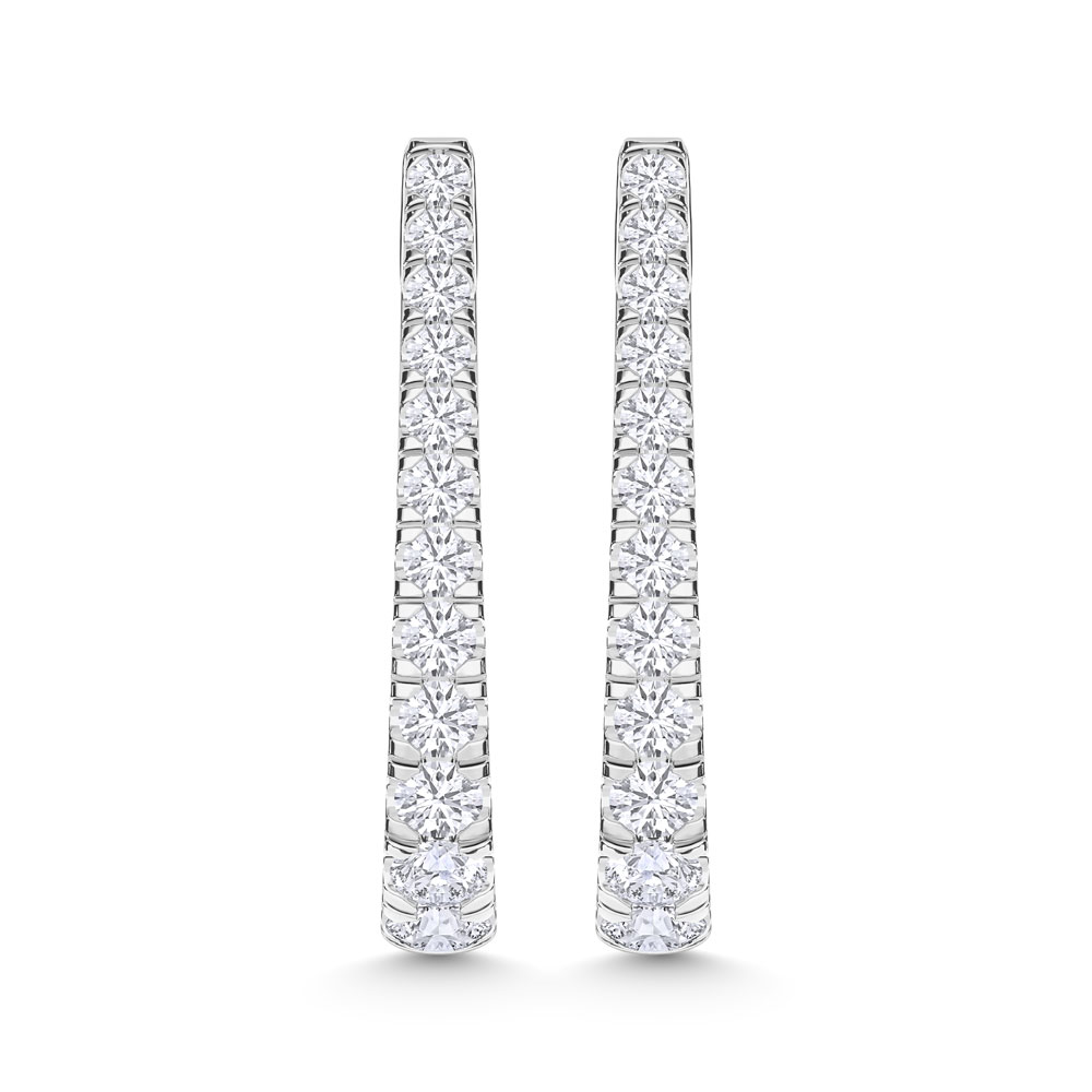 10K White Gold Lab Grown Diamond 1/2 Ct.Tw. Hoop Earrings