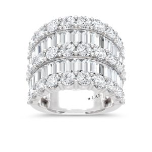 14K White Gold Lab Grown Diamond  8 Ct.Tw. Round and Baguette Fashion Ring