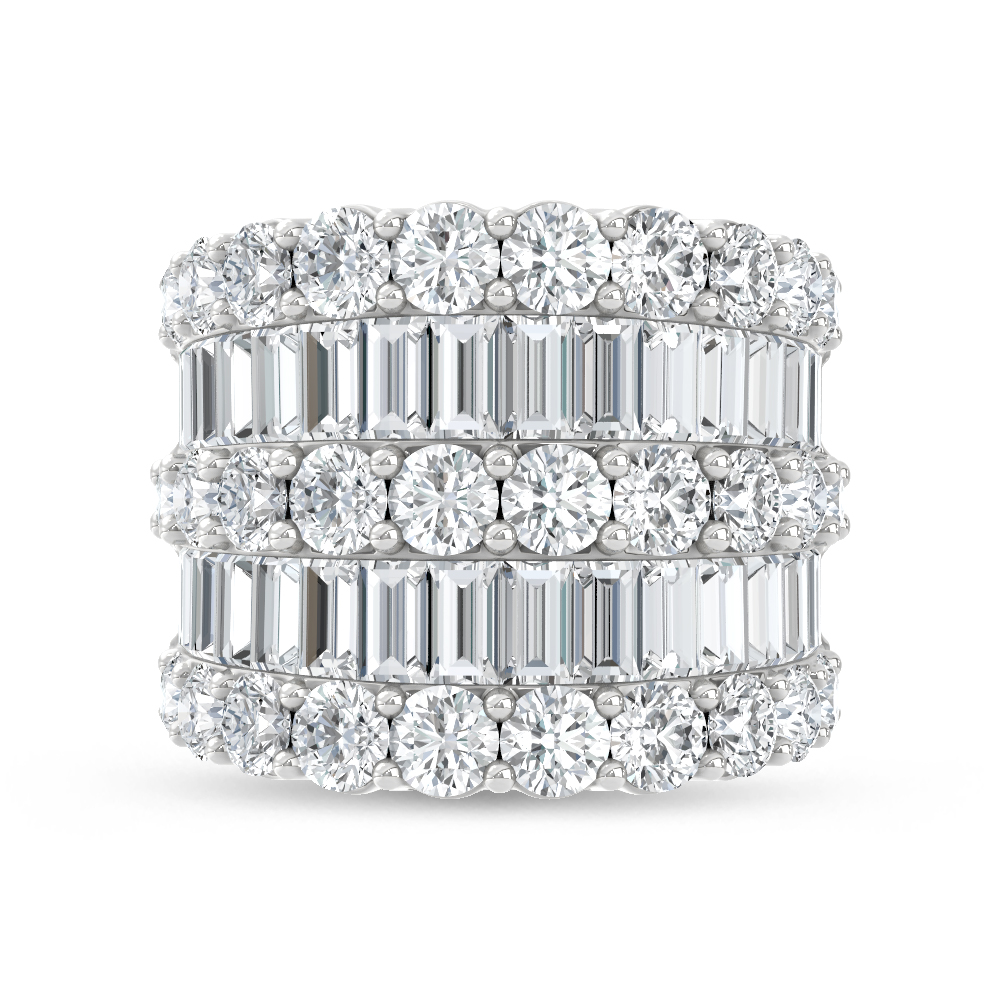 14K White Gold Lab Grown Diamond 8 Ct.Tw. Round and Baguette Fashion Ring