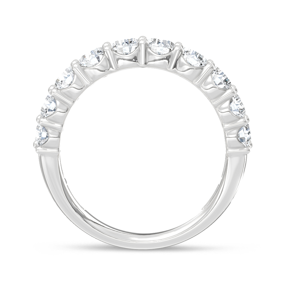 14K White Gold Lab Grown Diamond 8 Ct.Tw. Round and Baguette Fashion Ring